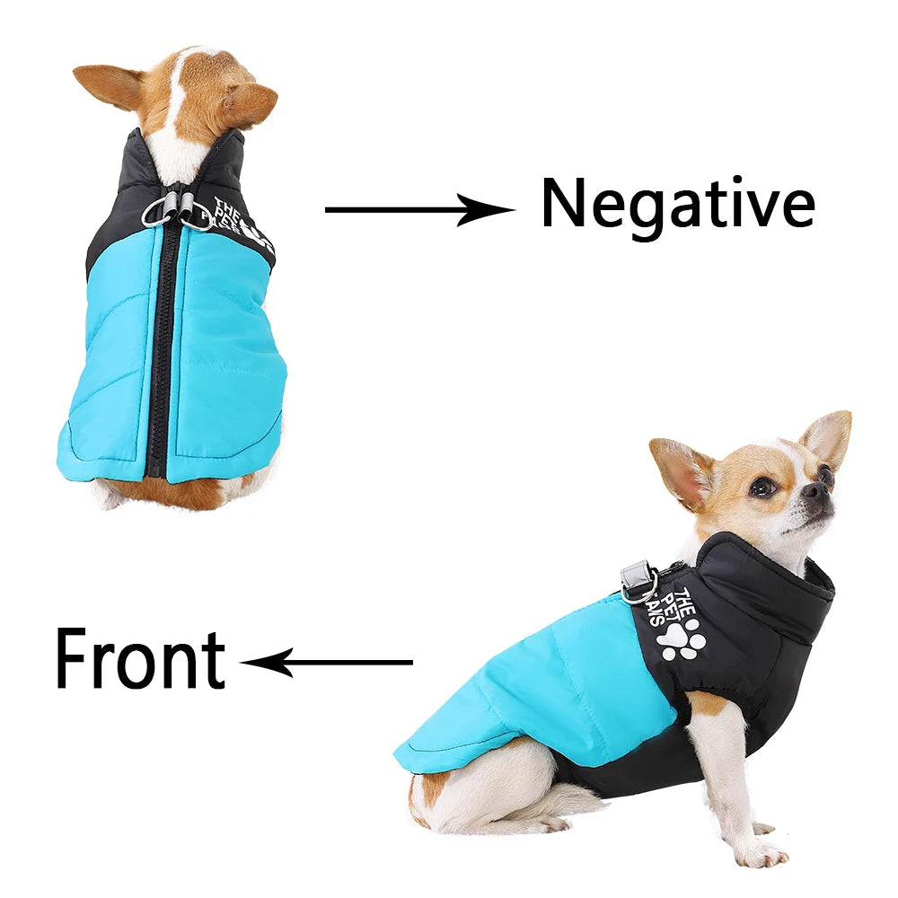 Reflective Dog Jacket – Windproof Winter Coat with D-ring for Small Dogs