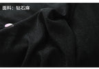 Close-up of black linen blend fabric with smooth texture and subtle sheen