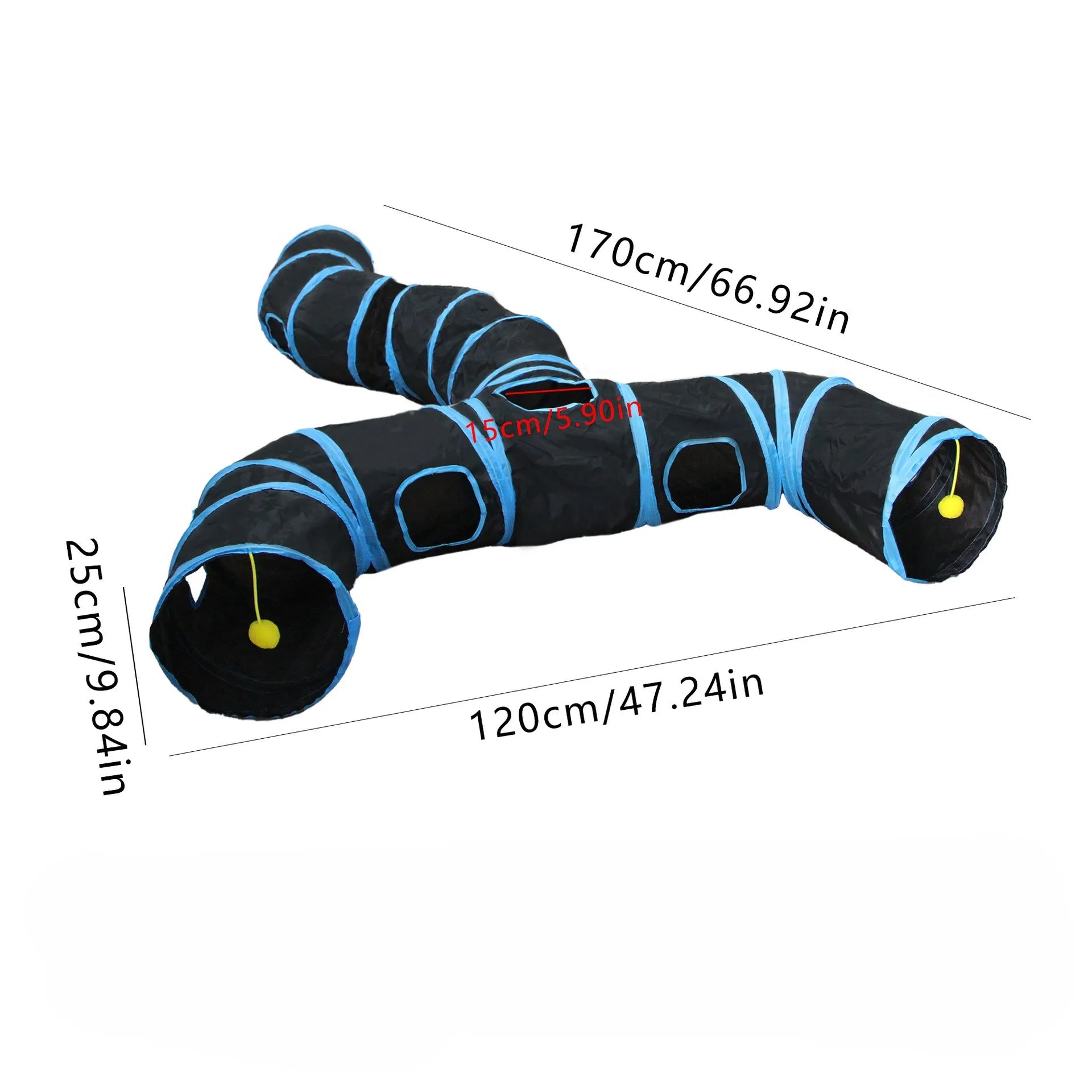 Foldable Rainbow Pet Tunnel – Multi-Exit Interactive Toy for Active Cats
