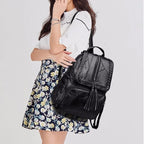 Leather Designer Backpack – Large Capacity Women’s Bag for Travel and School