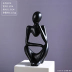 Abstract Thinker Statue – Sand Colored Yoga Figurine for Home Decor