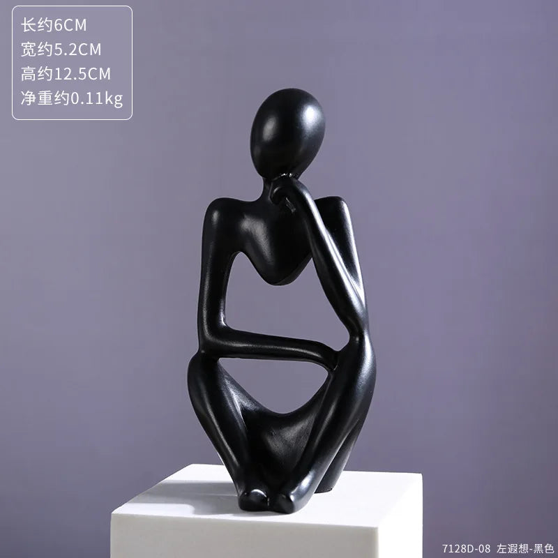 Abstract Thinker Statue – Sand Colored Yoga Figurine for Home Decor