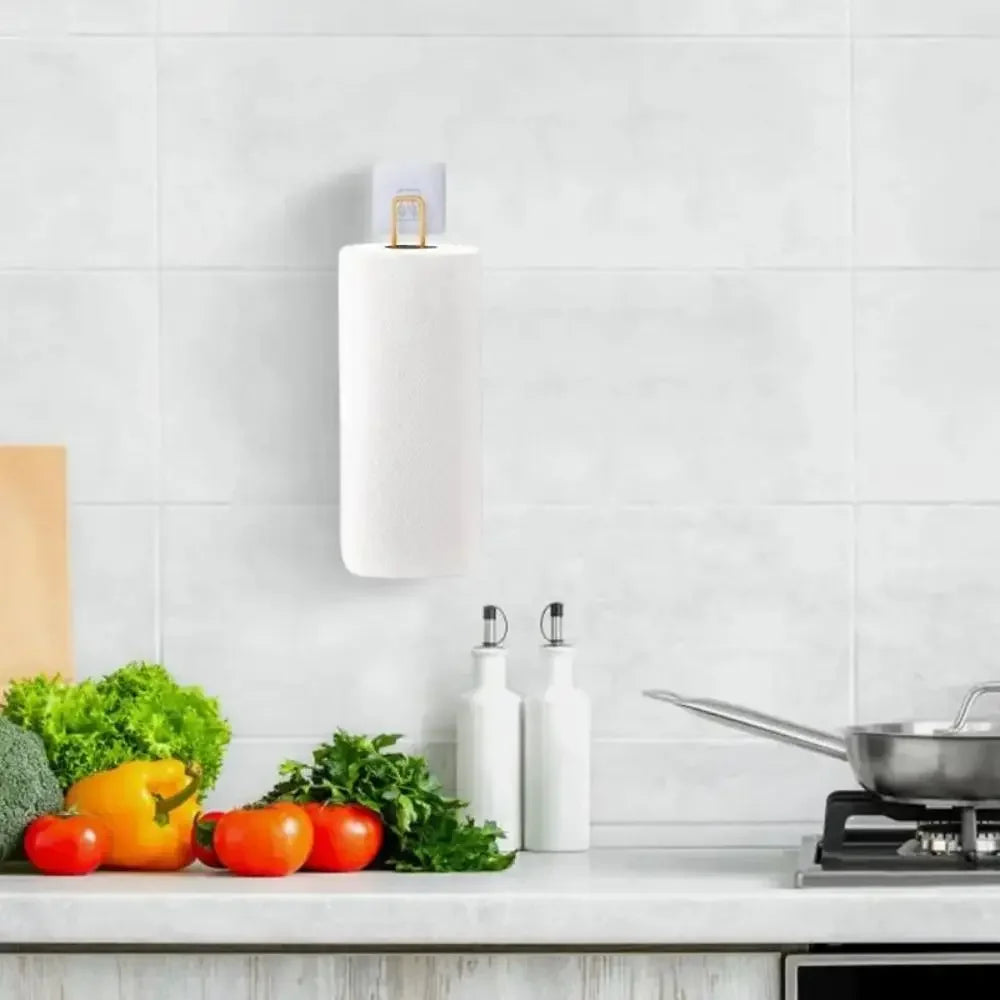Wall Mounted Paper Towel Holder – Adhesive Bathroom Kitchen Organizer