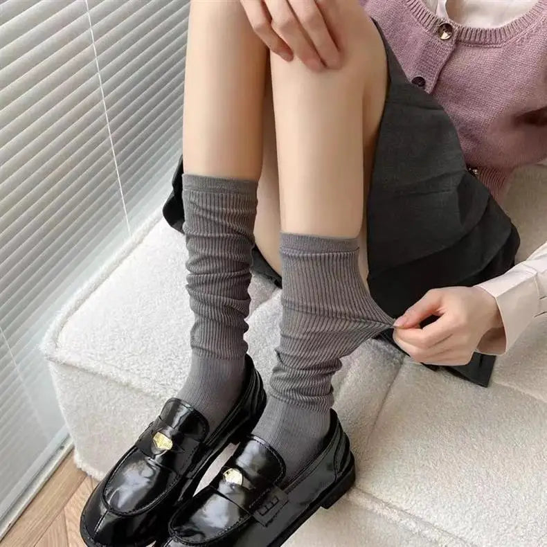 Vertical Striped Mid-Length Socks – Breathable Cotton for Daily Wear