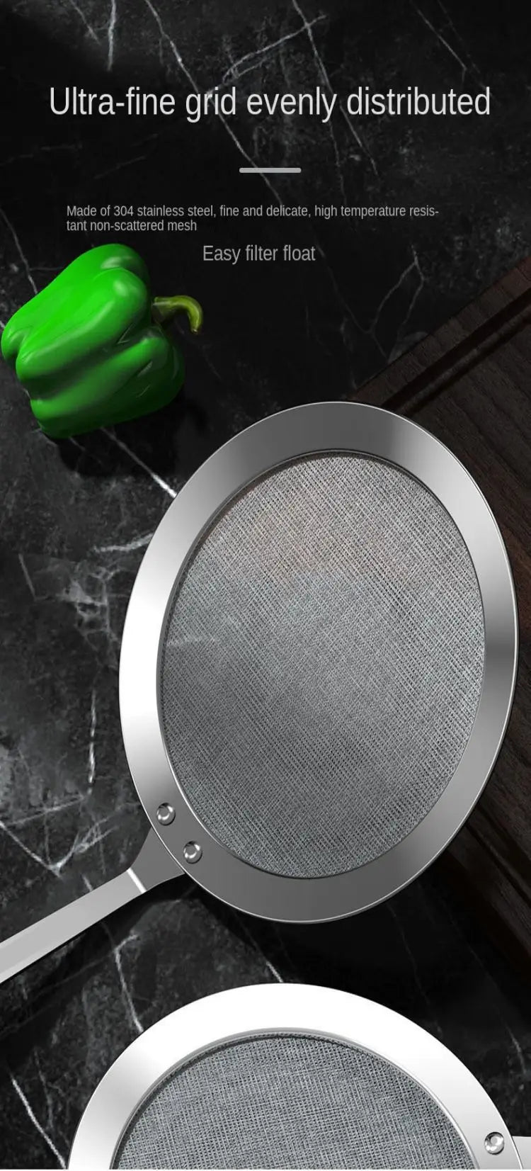 Stainless Steel Mesh Strainer – Fine Sieve for Kitchen Food Filtering
