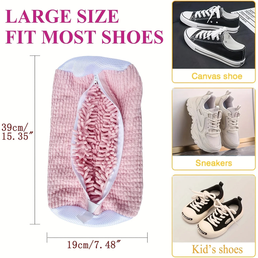 Mesh Shoe Laundry Bag – Built-in 360 Degree Soft Brush for Machine Washing