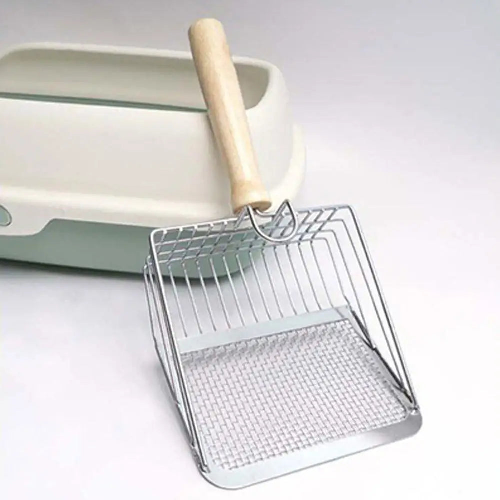 Stainless Steel Cat Litter Scoop – Long Handle Tool for Pet Waste Cleaning