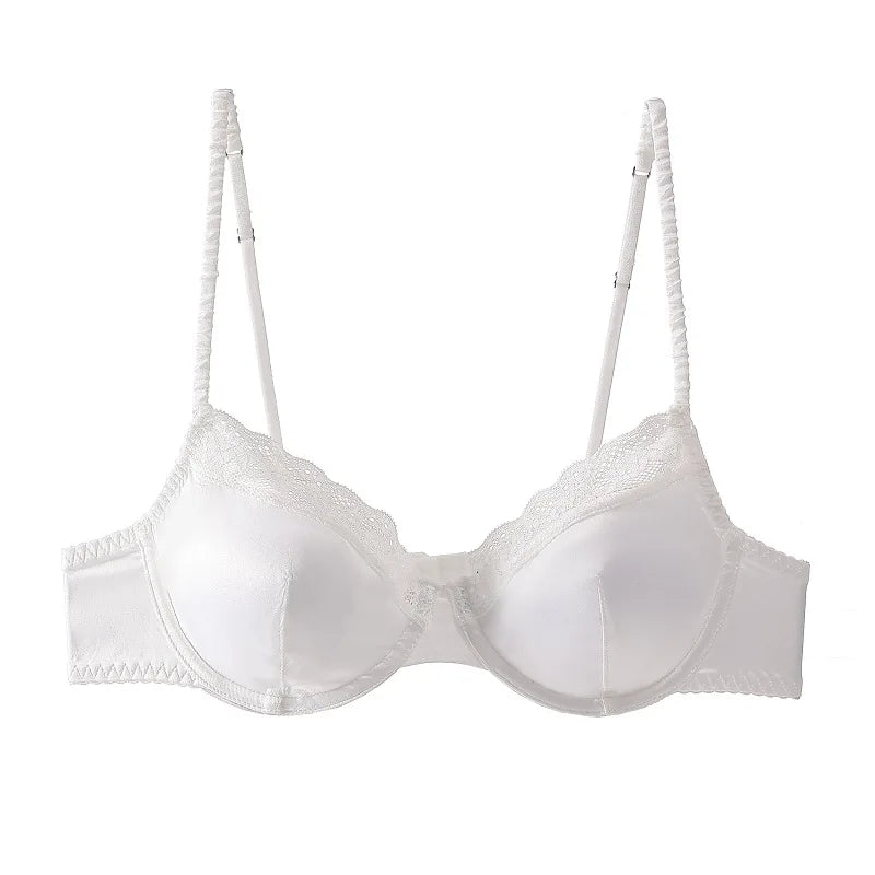 French Satin Lace Lingerie Set – Ultra-thin Bra and Briefs for Women