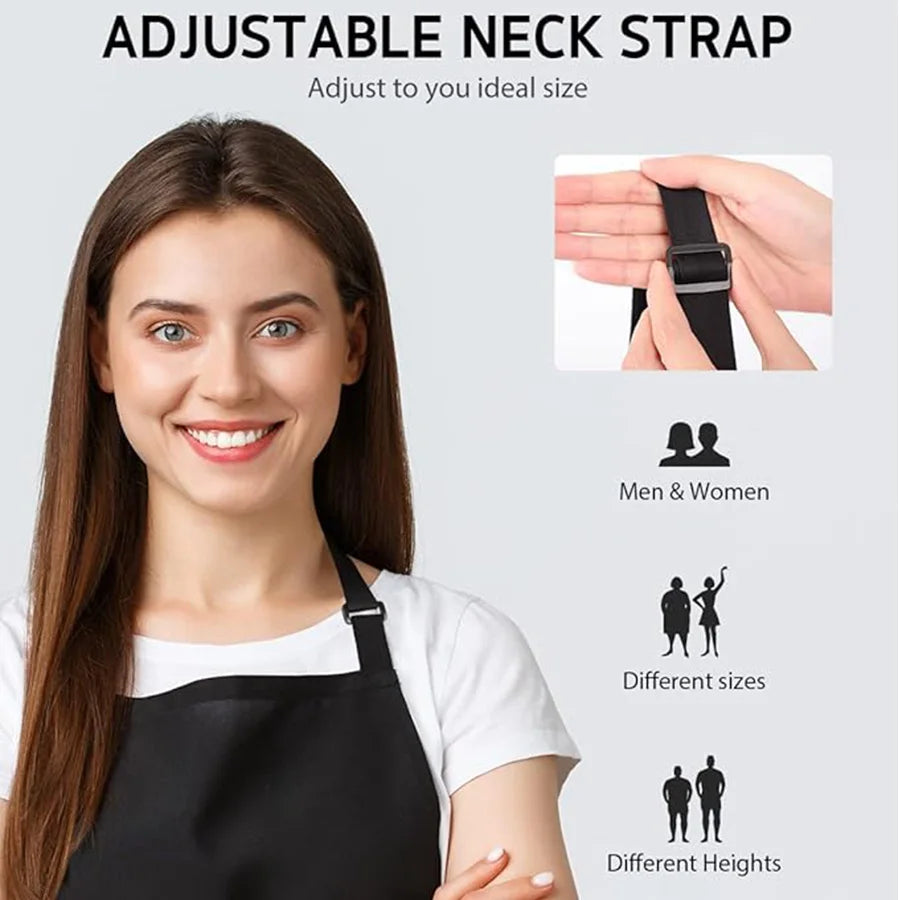 Adjustable Solid Color Apron Set – Kitchen Chef Bib for Men and Women