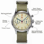 Vintage Pilot Chronograph – 42mm Automatic Waterproof Watch for Men
