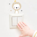 Cartoon Animal Switch Stickers – Cute Boho Wall Decals for Kids Nursery