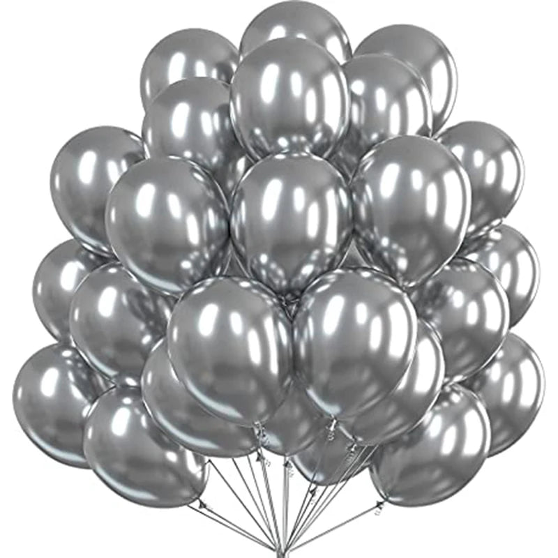 12-Inch Round Metallic Confetti Balloons – Latex Party Decor for Anniversaries