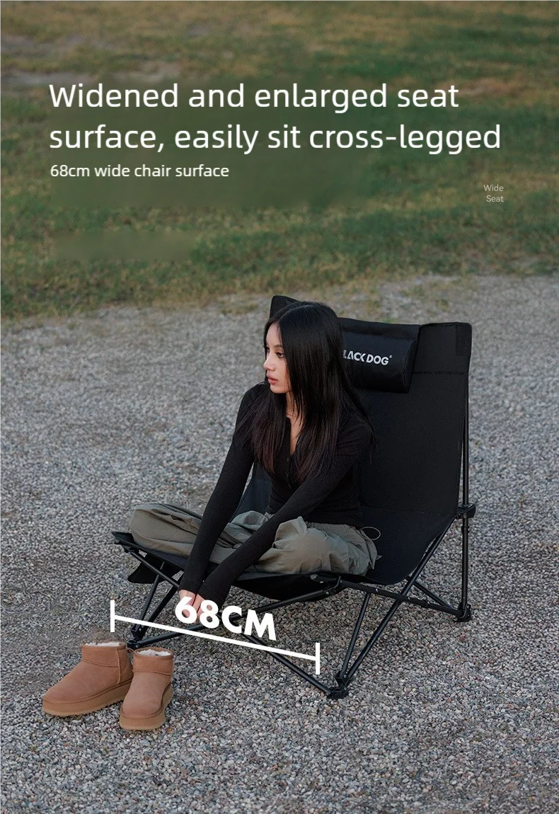 Foldable Camping Chair – Ergonomic Recliner with Pillow for Outdoor Leisure