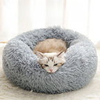 Plush Round Pet Bed – Warm Detachable Washable Nest for Cats and Small Dogs