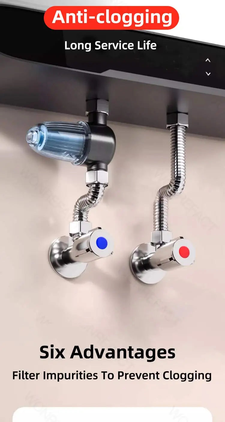 Stainless Steel Water Filter – Detachable Brass Prefilter for Bathroom Plumbing