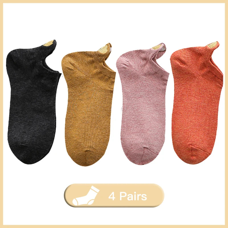 Embroidered Heart Ankle Socks – Cute Cotton Casual Footwear for Women