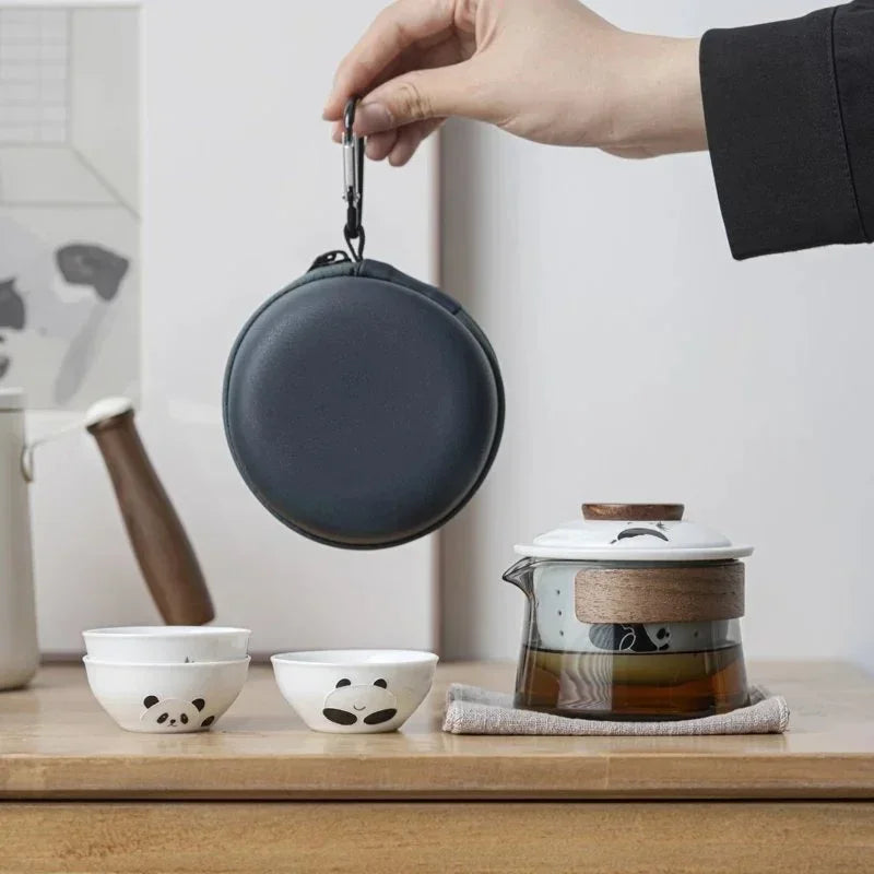 Portable Travel Tea Set – Ceramic Teapot and Cups for Camping
