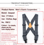 Elastic X-Type Suspenders – Adjustable Wide Braces for Men's Work and Formal