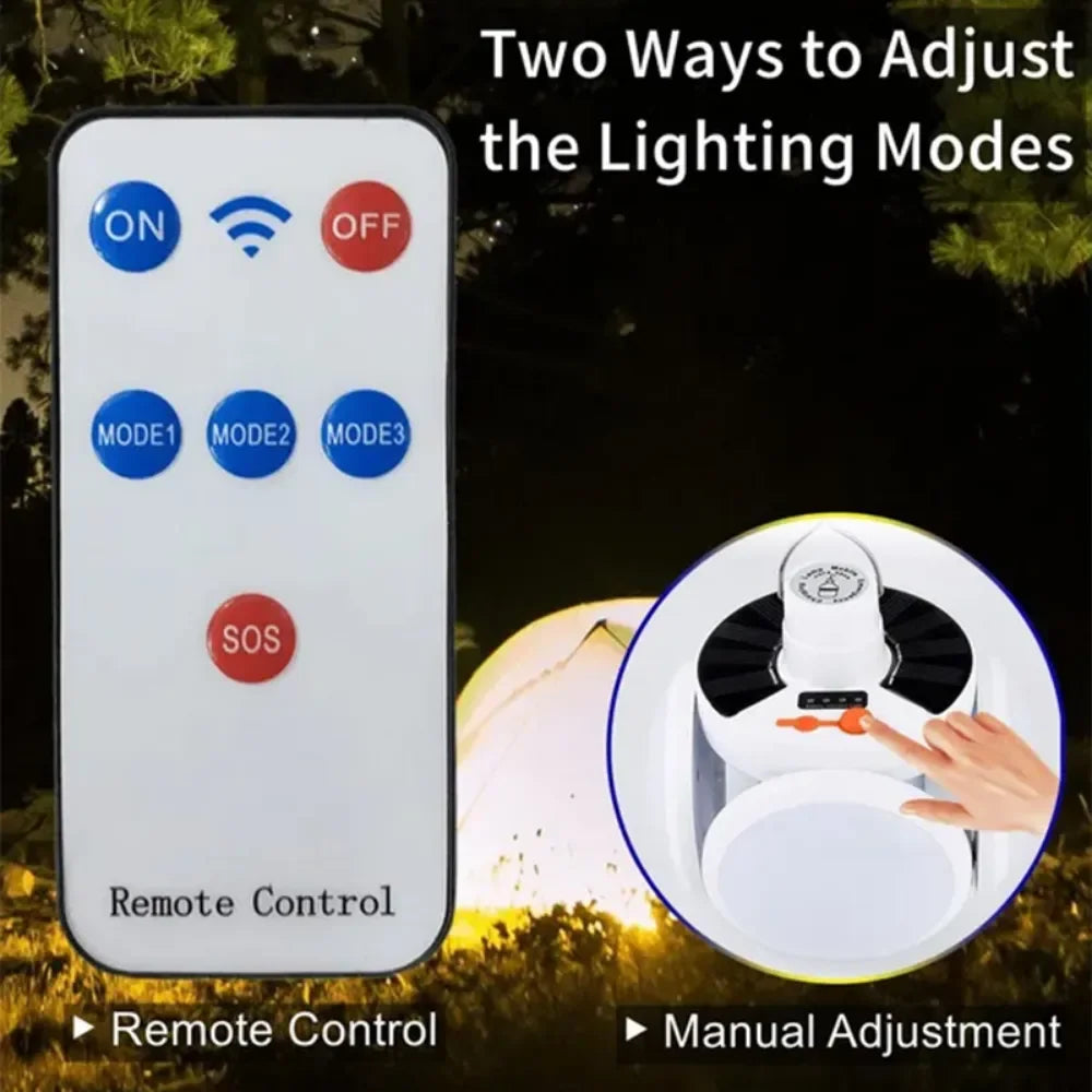 Portable Solar LED Folding Lantern – USB Rechargeable for Camping Emergency