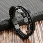 Tiger Eye Leather Bracelet – Multi-Layer Beaded Jewelry for Men