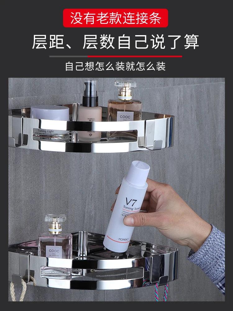 Stainless Steel Corner Shower Shelf – Wall Mounted Organizer for Bathroom Storage