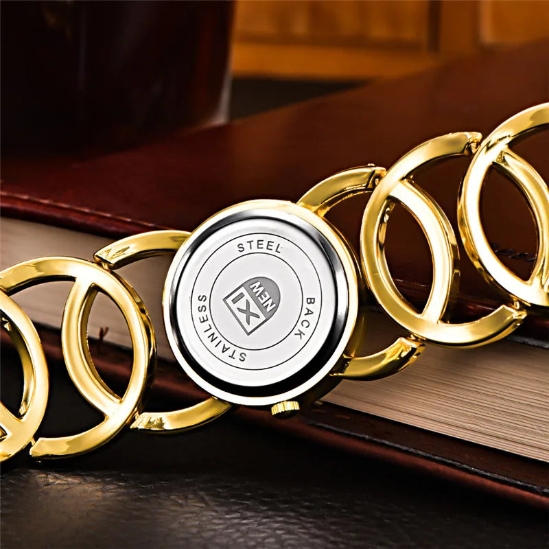 Gold Stainless Steel Bracelet Watch – Luxury Vintage Timepiece for Women