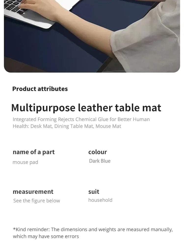 PU Leather Desk Mat – 70x35cm Waterproof Pad for Office and Gaming