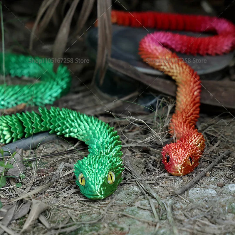 60cm 3D Printed Articulated Snake – Luminous Realistic Desktop Ornament
