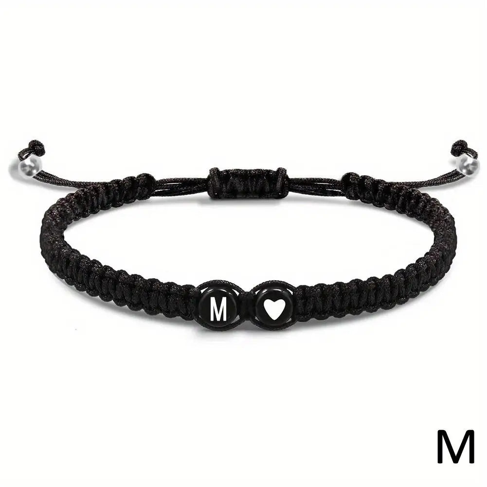 Initial Heart Braided Bracelet – Adjustable A-Z Friendship Jewelry for Gifts