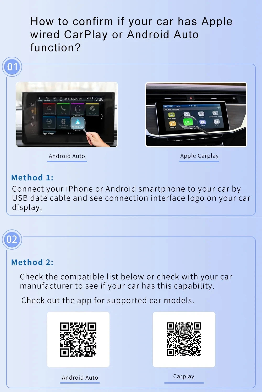 Wireless CarPlay Adapter – 2-in-1 USB Dongle for Apple iPhone and Android Auto