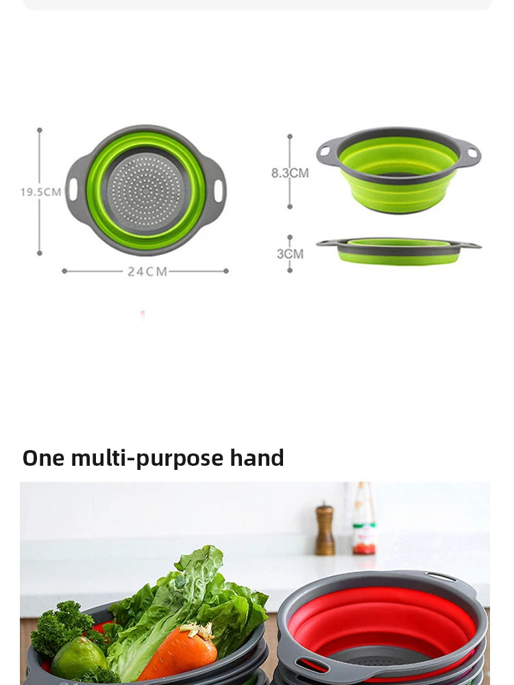 Collapsible Silicone Colander – Foldable Strainer for Kitchen Fruit Washing