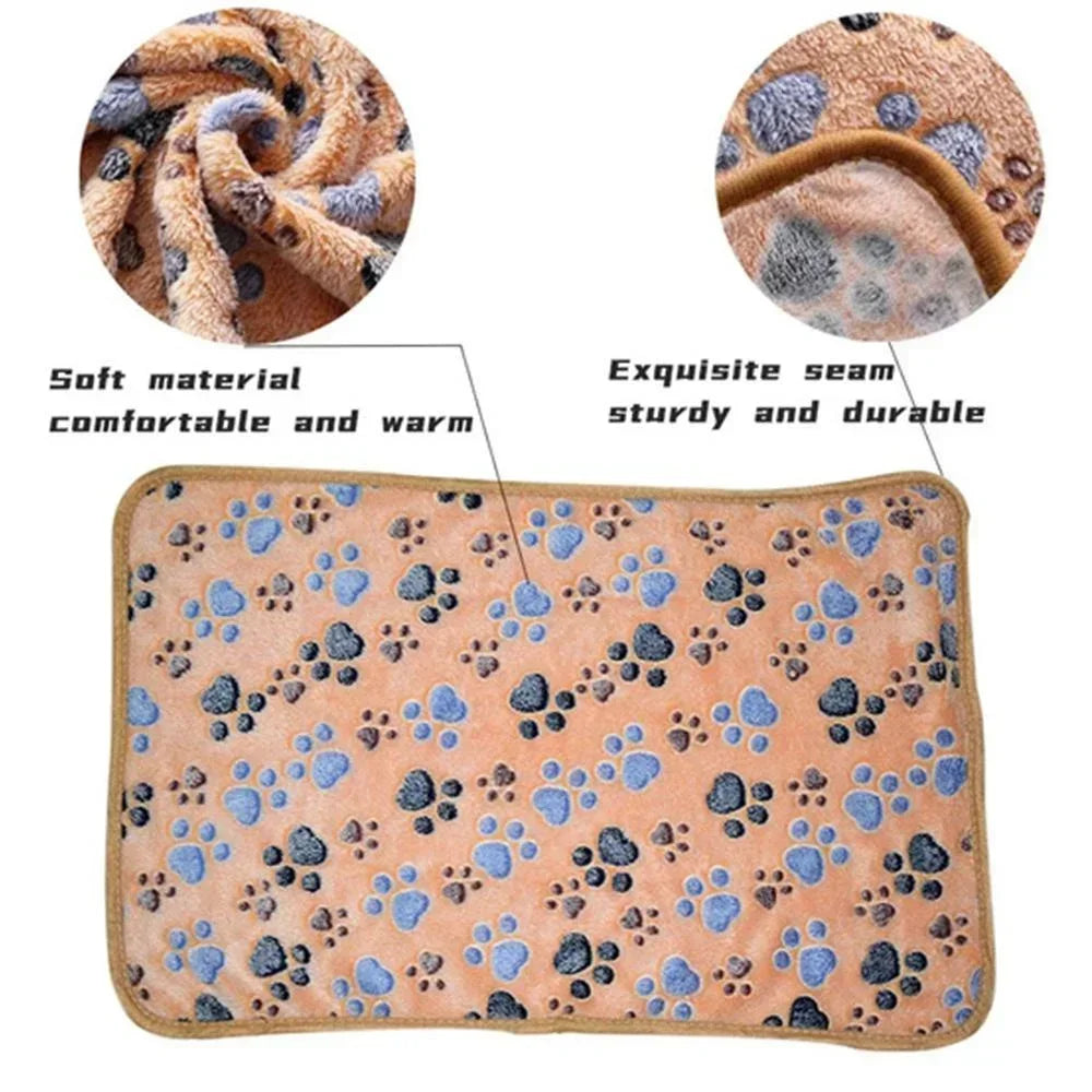 Soft Fluffy Pet Blanket – Cartoon Pattern Mat for Cats and Dogs
