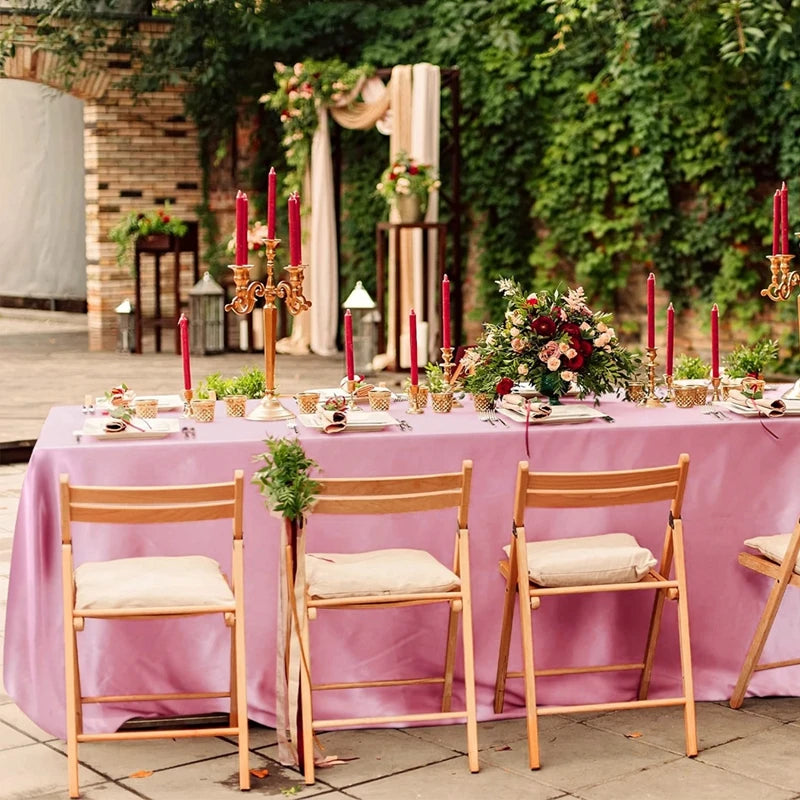 Satin Rectangle Tablecloth – Smooth Solid Color Cover for Wedding Parties