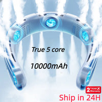 Portable Neck Fan – 10000mAh Rechargeable Silent Cooling for Outdoor Camping