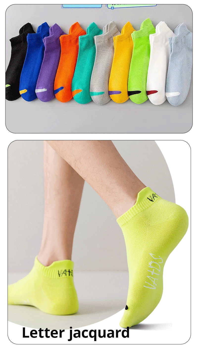 Breathable Ankle Socks – Colorful Invisible Sportswear for Men Running