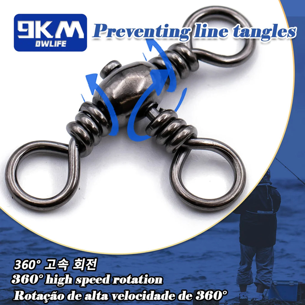 Stainless Steel 3-Way Barrel Swivels – Fishing Tackle for Saltwater Rigs