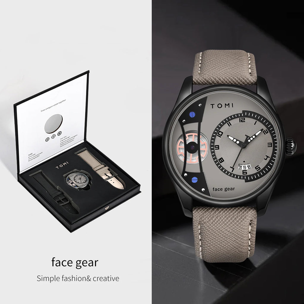 Minimalist Quartz Watch – Luxury Double Strap Set for Business Gift