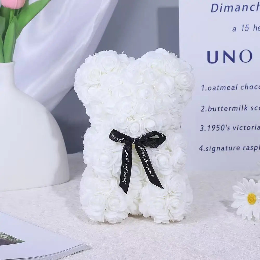 Artificial Rose Flower Bear – Romantic Gift for Valentine's Day and Birthday