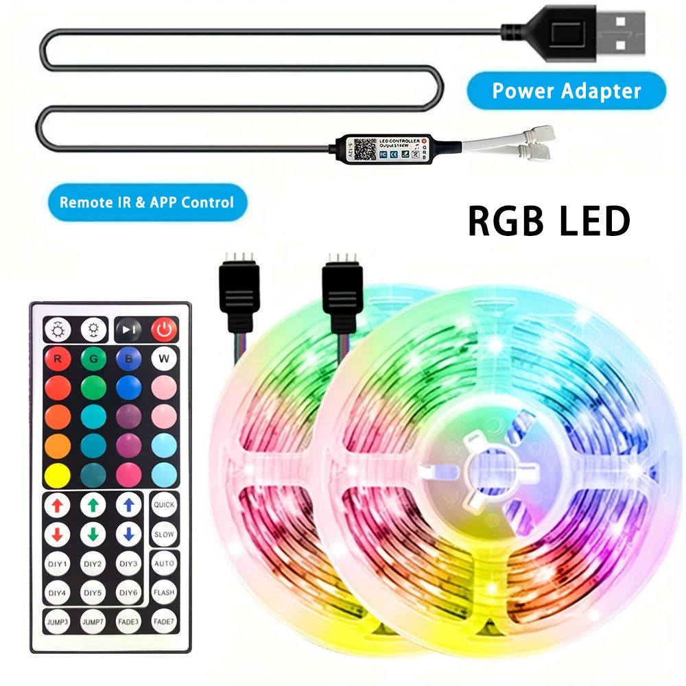 Bluetooth LED Strip Lights – RGB Color Changing Tape for TV Bedroom Lighting