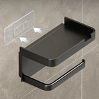 Wall Mounted Toilet Paper Holder – Plastic Storage Shelf for Bathroom