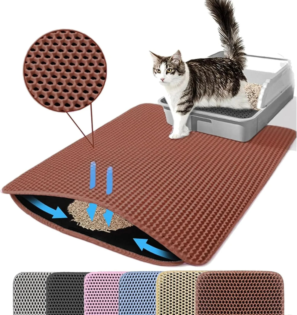 Double Layer Cat Litter Mat – Waterproof Non-Slip Pad for Pet Cleanliness