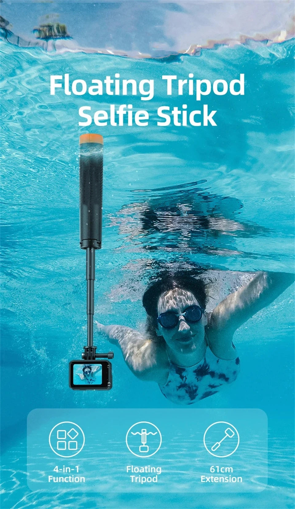 Extendable Buoyancy Selfie Stick – Floating Tripod for GoPro and DJI Action Cameras