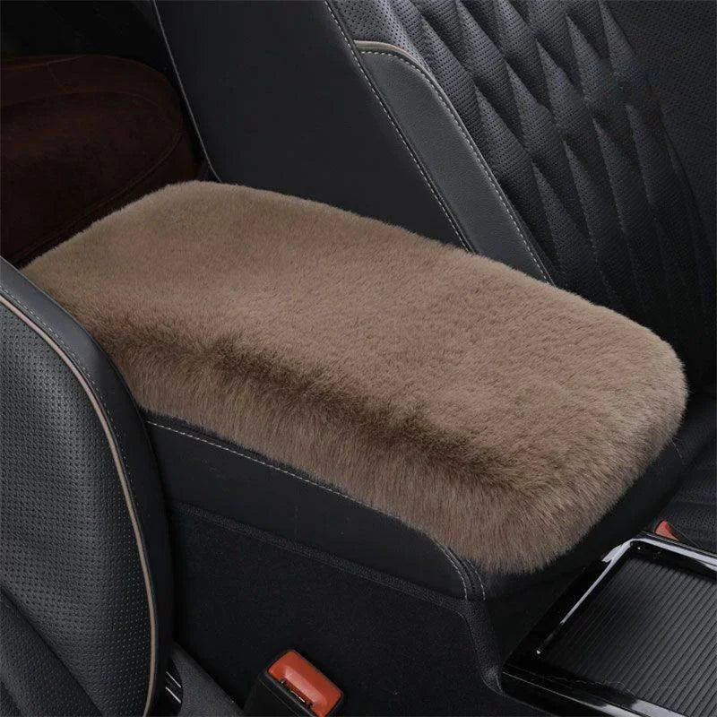 Plush Car Armrest Cover – Soft Warm Console Cushion for Winter Interior