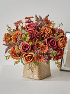 Silk Rose and Daisy Flower Bouquet – Artificial Floral Decor for Weddings
