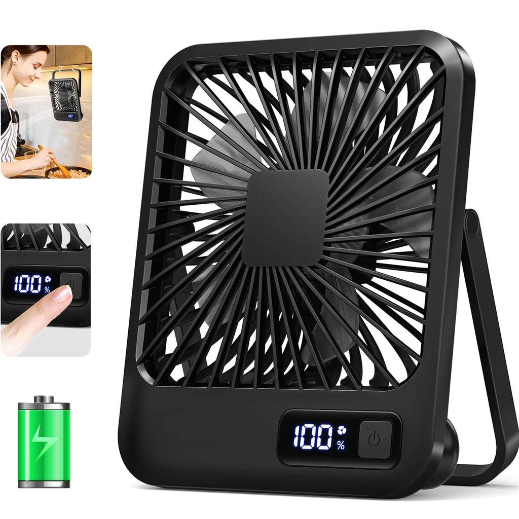 Portable USB Desk Fan – Rechargeable 5-Speed Cooling for Office and Travel