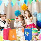 Paper Gift Bags – Small Colored Treat Sacks for Birthday Party Favors
