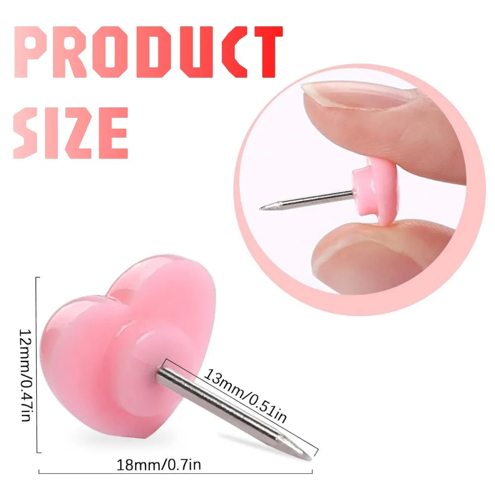 Heart Push Pins – Decorative Red Thumbtacks for Cork Boards and Office Decor