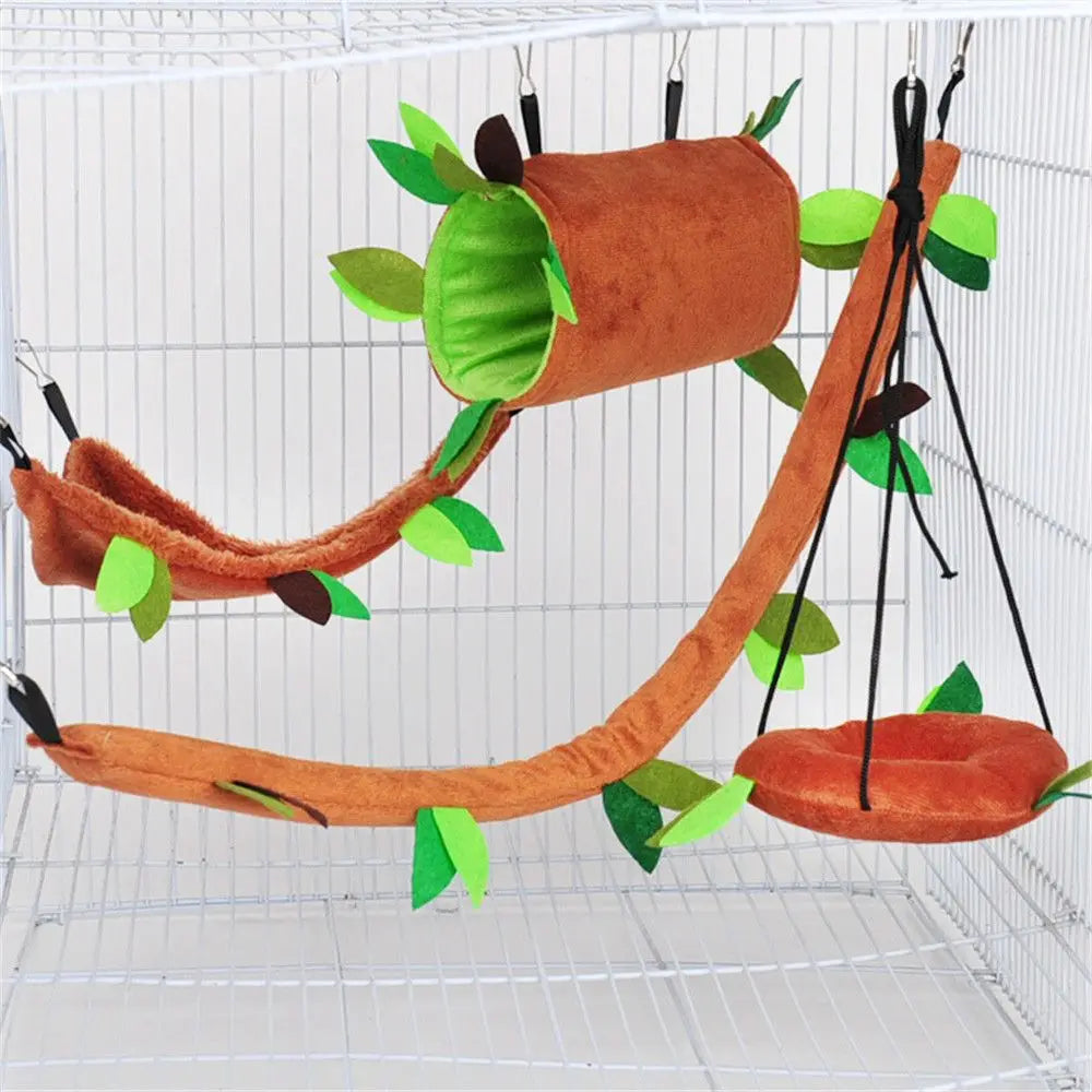 Plush Hamster Hanging Tunnel – Warm Cage Swing Set for Small Animals