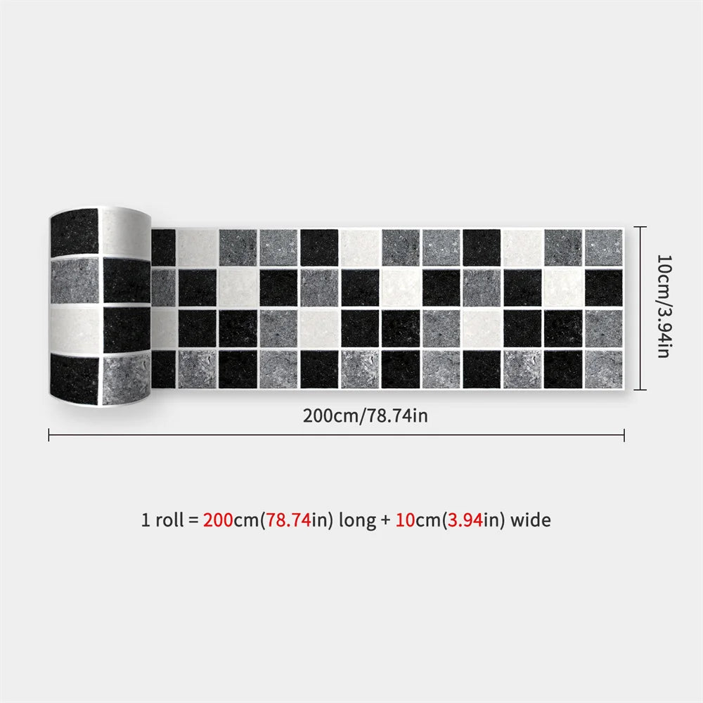 Self-Adhesive Waist Line Stickers – Waterproof Border Mural for Kitchen Decor