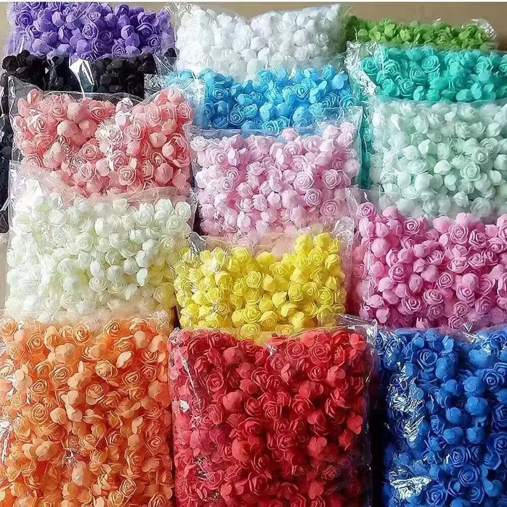 Mini PE Foam Rose Heads – Artificial Flowers for DIY Wedding Party Decor